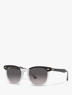 Ray-Ban RB2298 Unisex Polarised Hawkeye Sunglasses, Black Transparent/Grey, Black Transparent/Grey