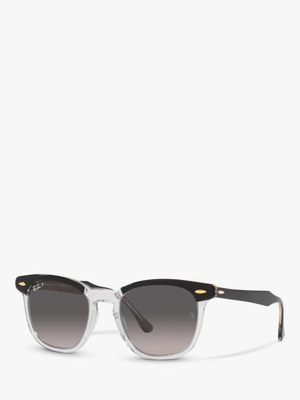 Ray-Ban RB2298 Unisex Polarised Hawkeye Sunglasses, Black Transparent/Grey, Black Transparent/Grey