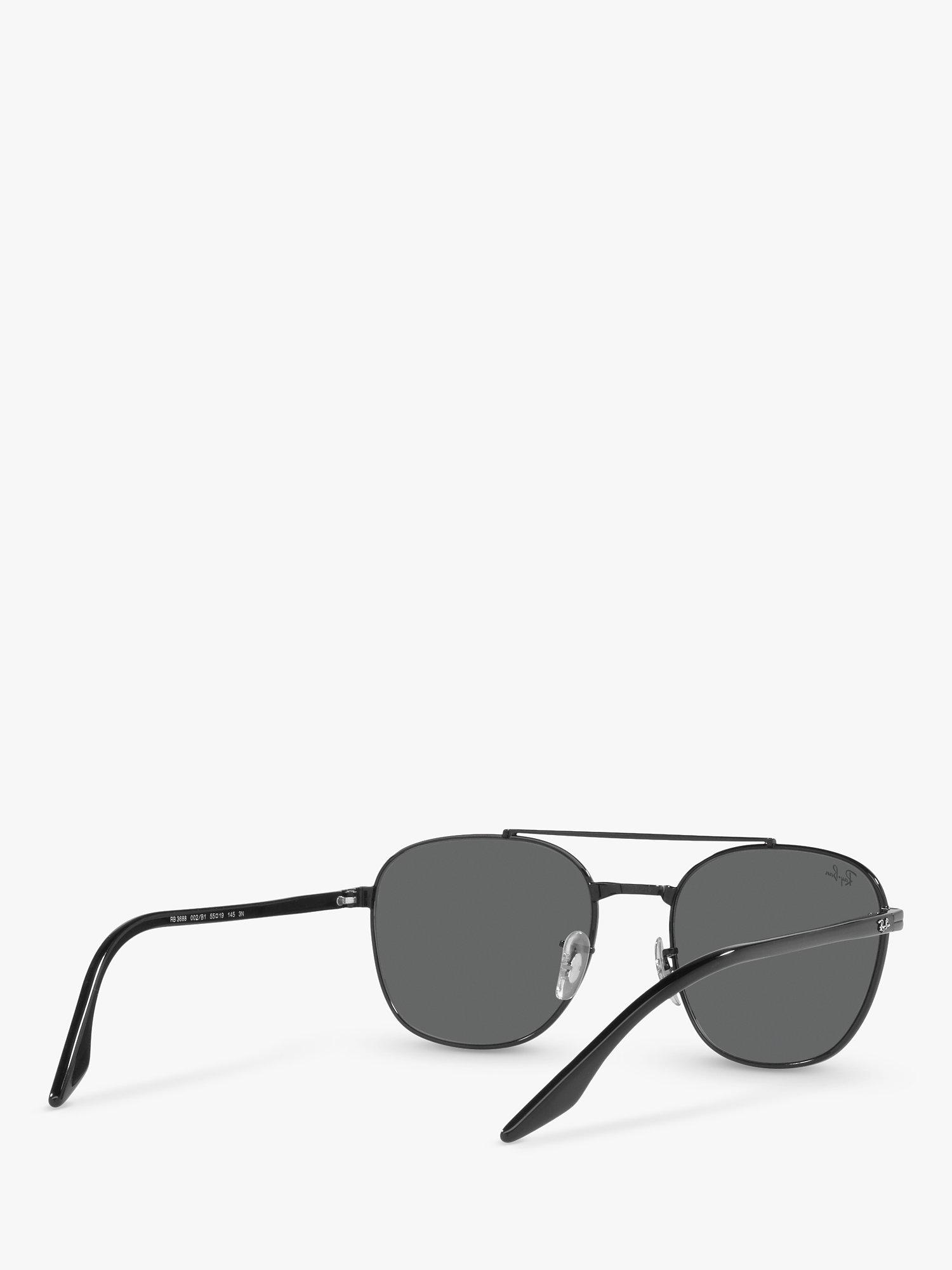 Product image 8 of 11, which shows Ray-Ban RB3688 Unisex Square Sunglasses, Black/Grey