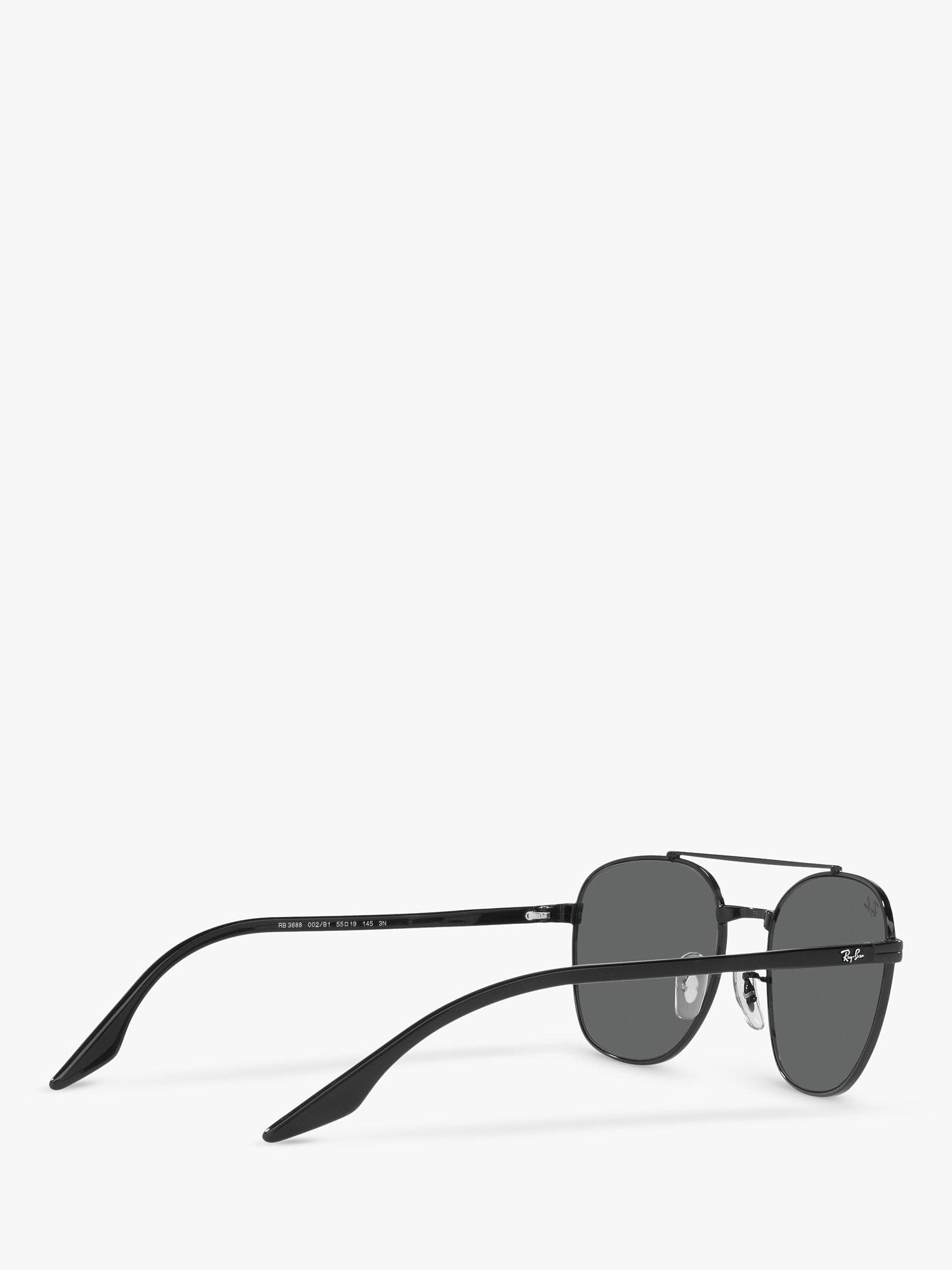 Product image 9 of 11, which shows Ray-Ban RB3688 Unisex Square Sunglasses, Black/Grey