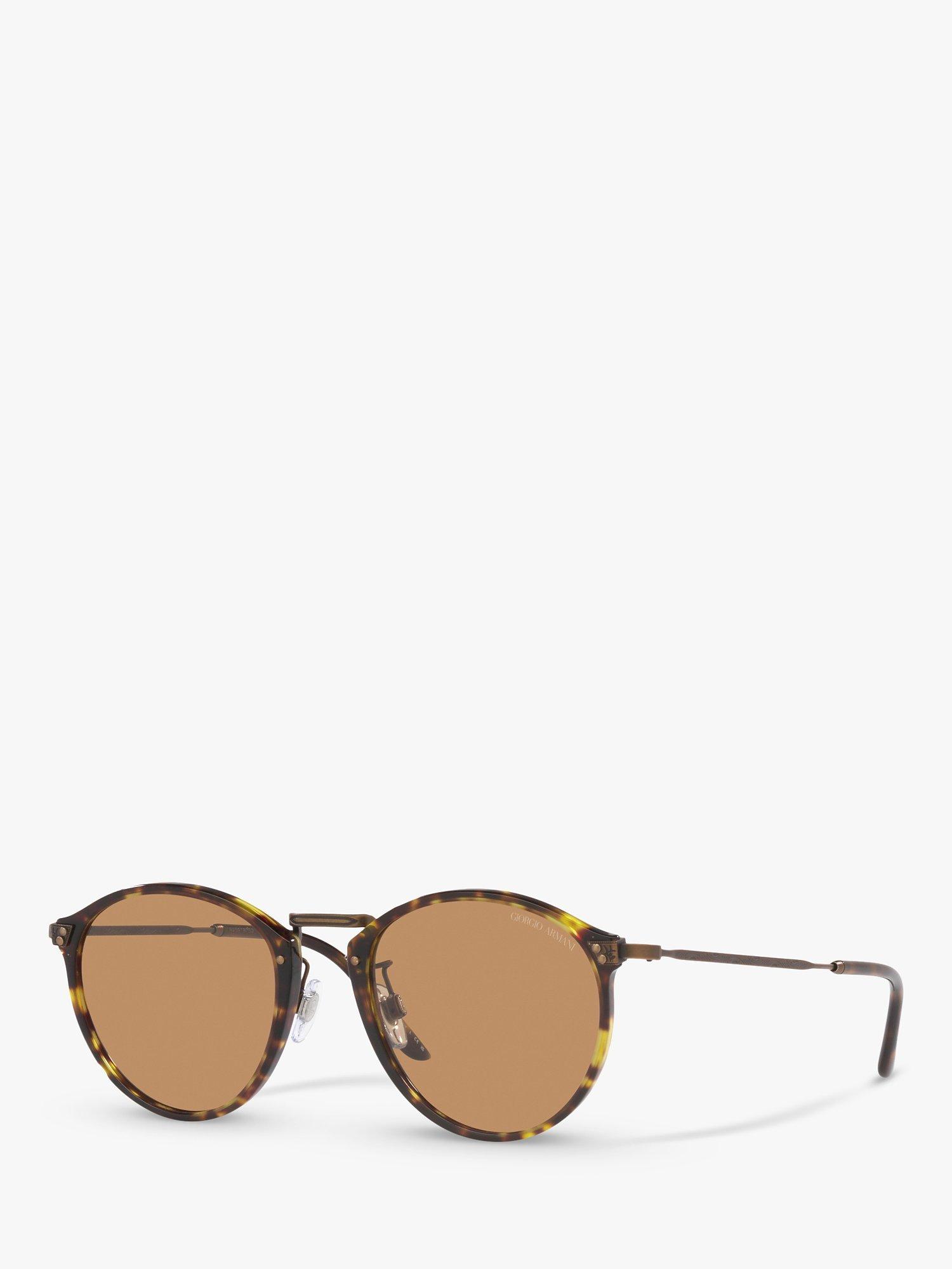 Product image 1 of 9, which shows Giorgio Armani AR 318SM Men's Oval Sunglasses, Tortoise/Brown