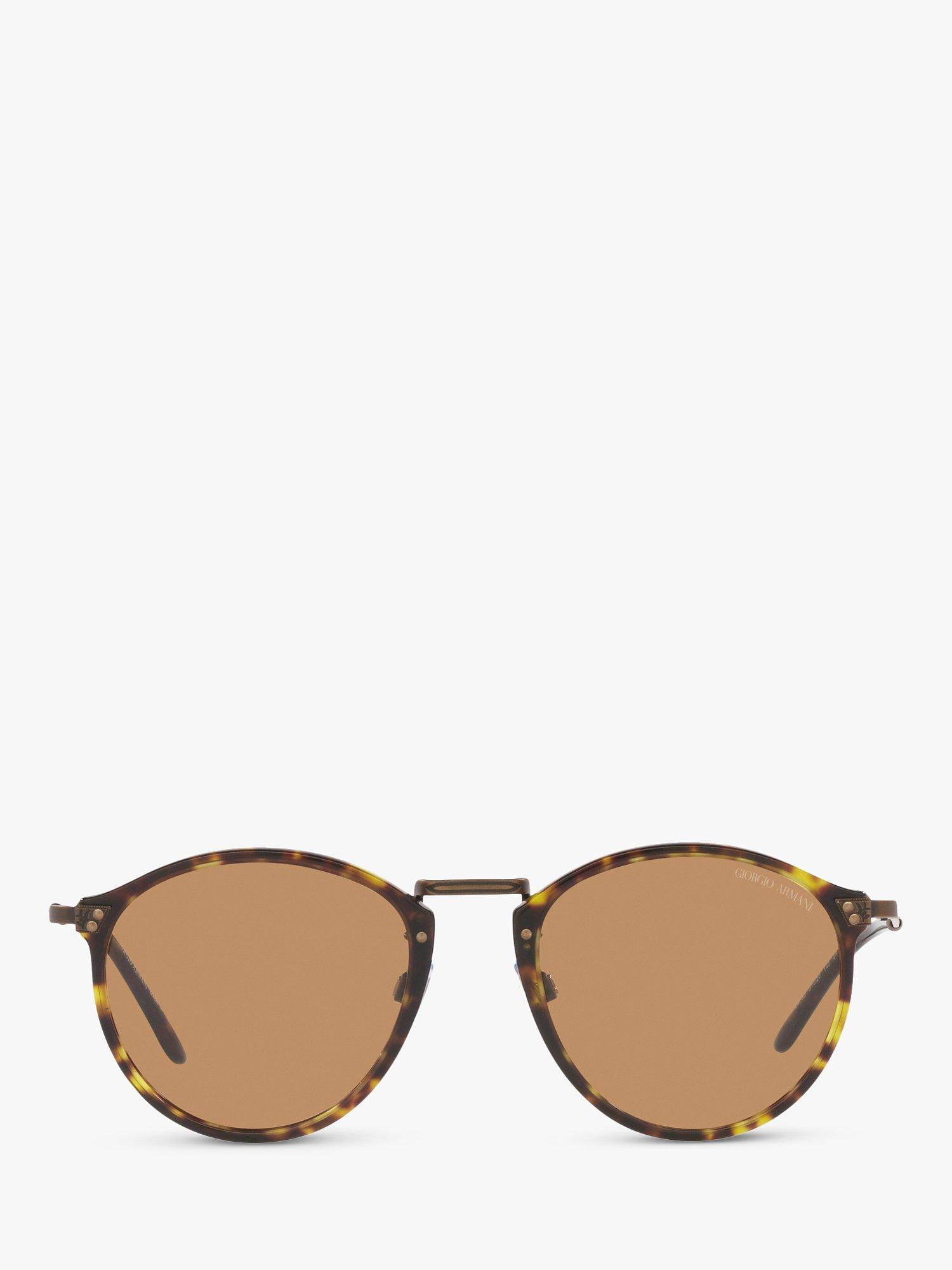 Product image 3 of 9, which shows Giorgio Armani AR 318SM Men's Oval Sunglasses, Tortoise/Brown