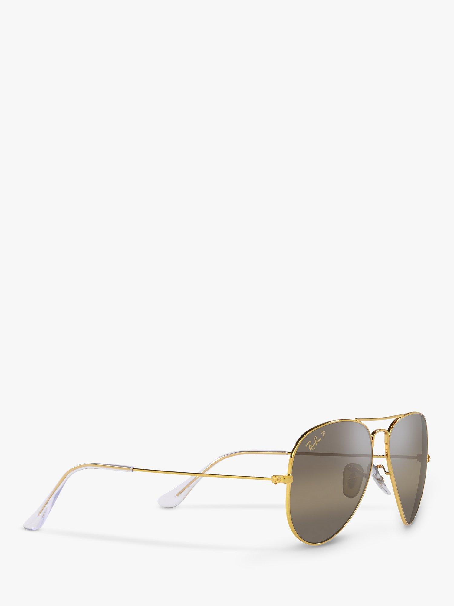 Product image 11 of 11, which shows Ray-Ban RB3025 Unisex Polarised Aviator Sunglasses, Legend Gold/Brown
