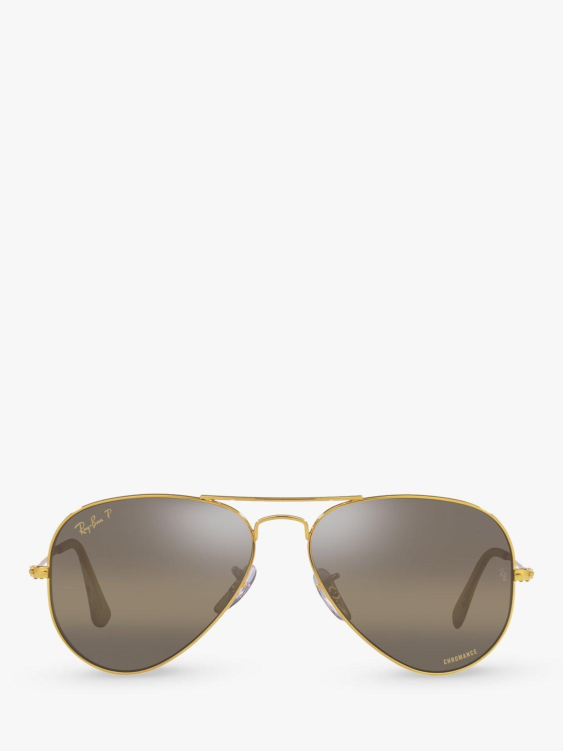 Product image 3 of 11, which shows Ray-Ban RB3025 Unisex Polarised Aviator Sunglasses, Legend Gold/Brown
