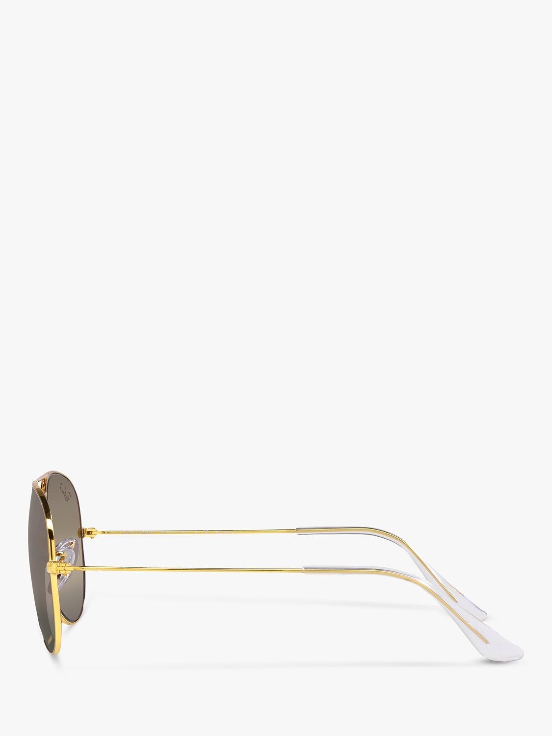 Product image 4 of 11, which shows Ray-Ban RB3025 Unisex Polarised Aviator Sunglasses, Legend Gold/Brown