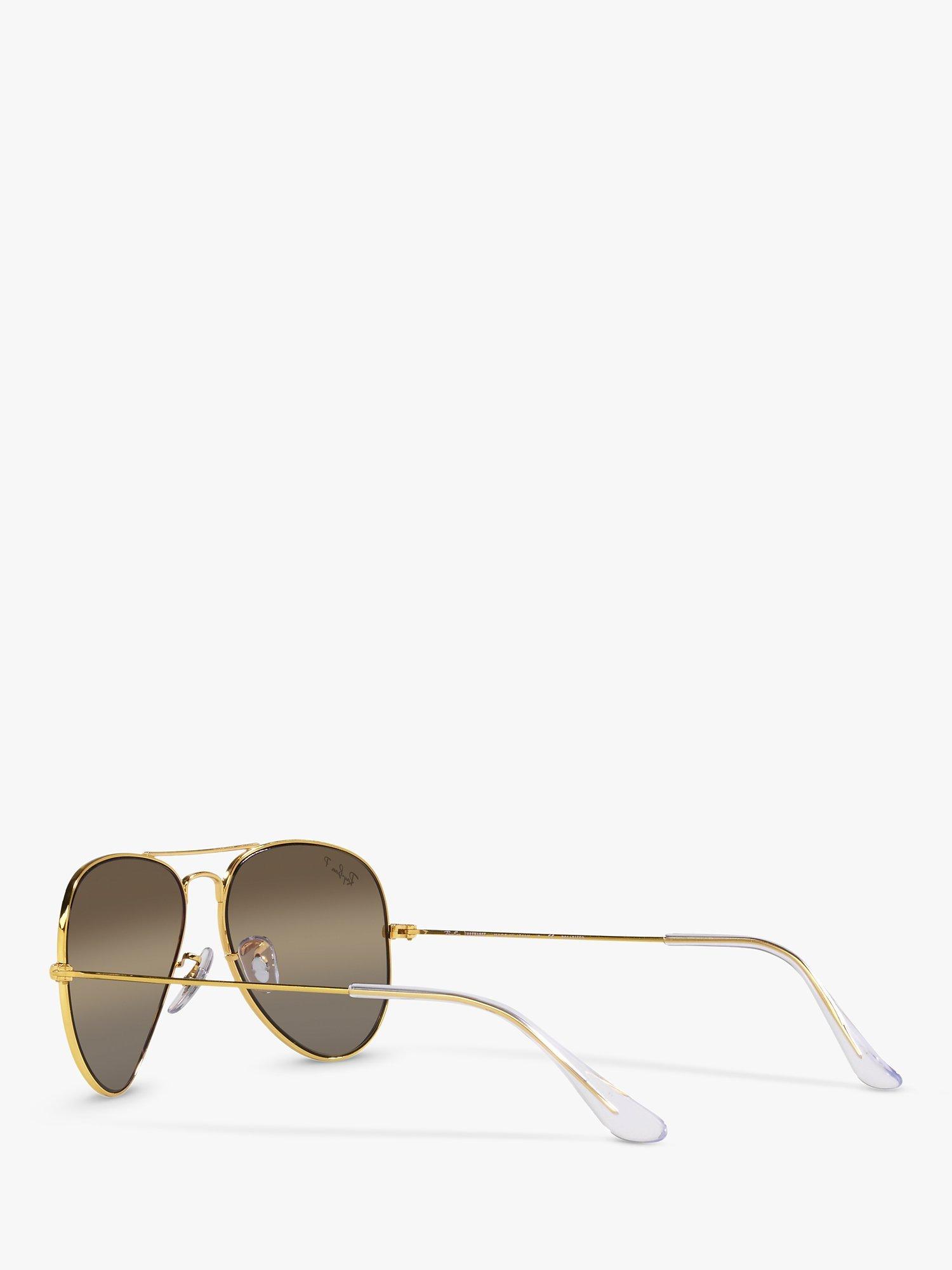 Product image 5 of 11, which shows Ray-Ban RB3025 Unisex Polarised Aviator Sunglasses, Legend Gold/Brown