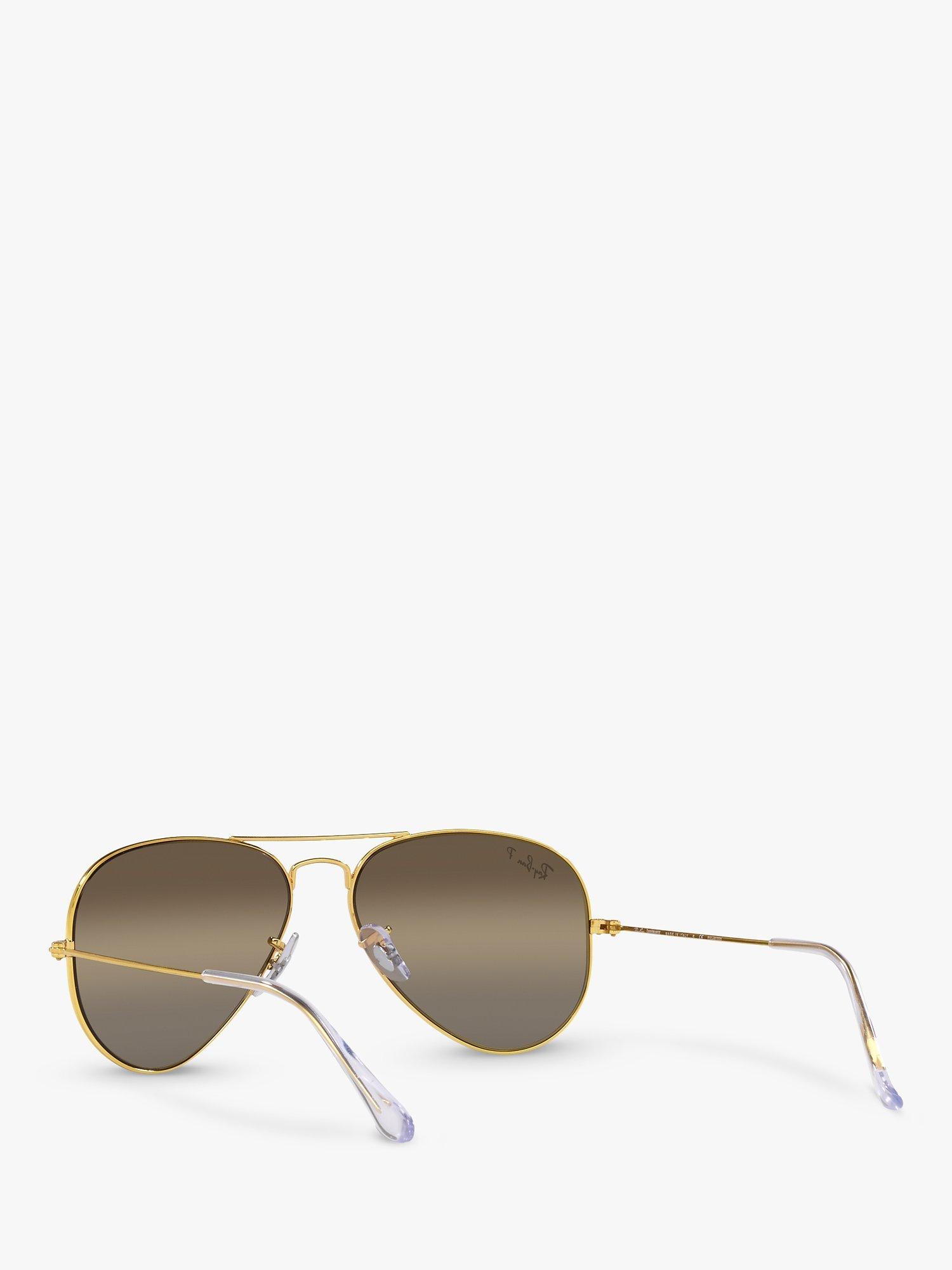 Product image 6 of 11, which shows Ray-Ban RB3025 Unisex Polarised Aviator Sunglasses, Legend Gold/Brown
