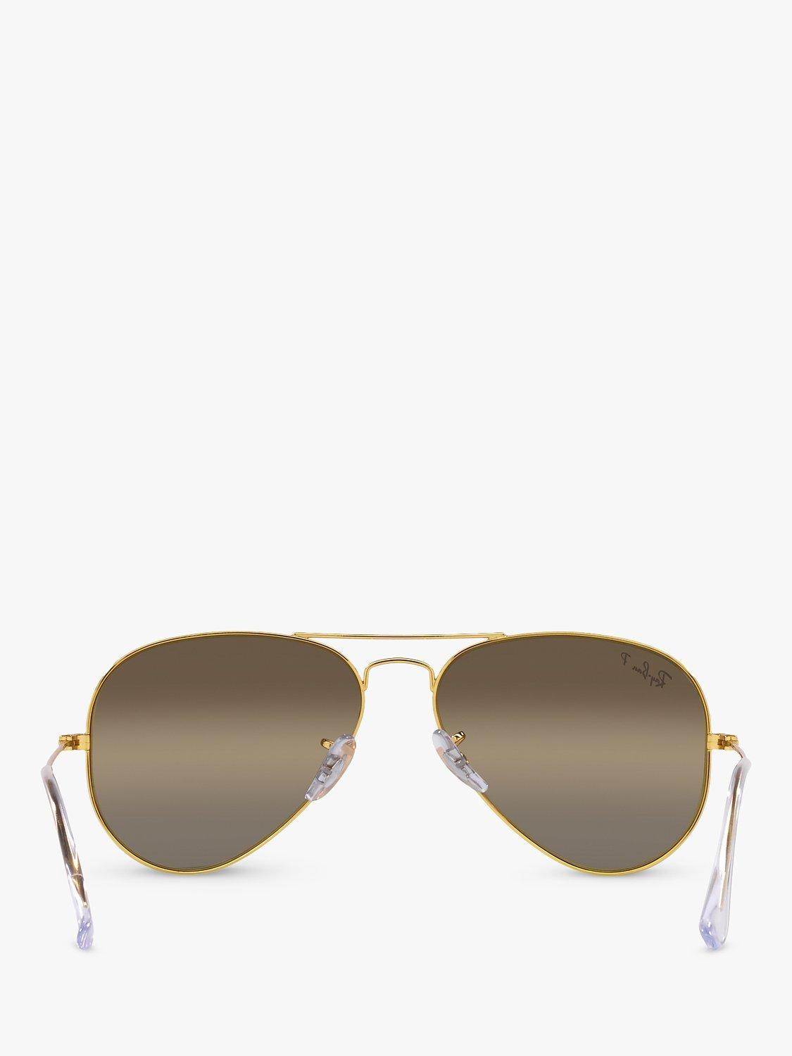 Product image 7 of 11, which shows Ray-Ban RB3025 Unisex Polarised Aviator Sunglasses, Legend Gold/Brown