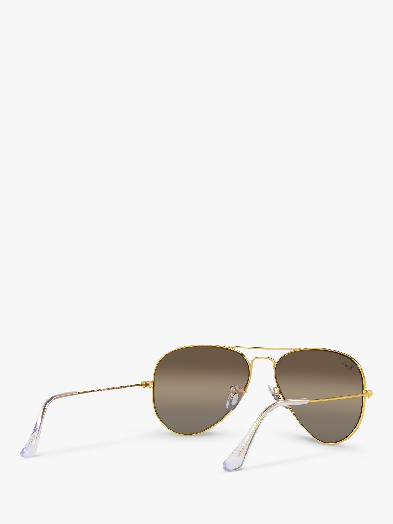 Product image 8 of 11, which shows Ray-Ban RB3025 Unisex Polarised Aviator Sunglasses, Legend Gold/Brown
