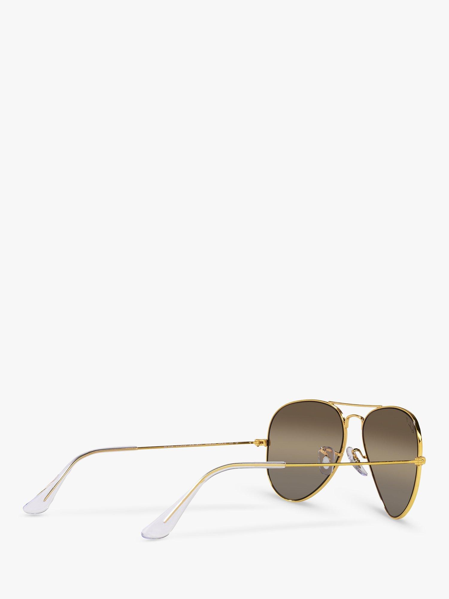Product image 9 of 11, which shows Ray-Ban RB3025 Unisex Polarised Aviator Sunglasses, Legend Gold/Brown
