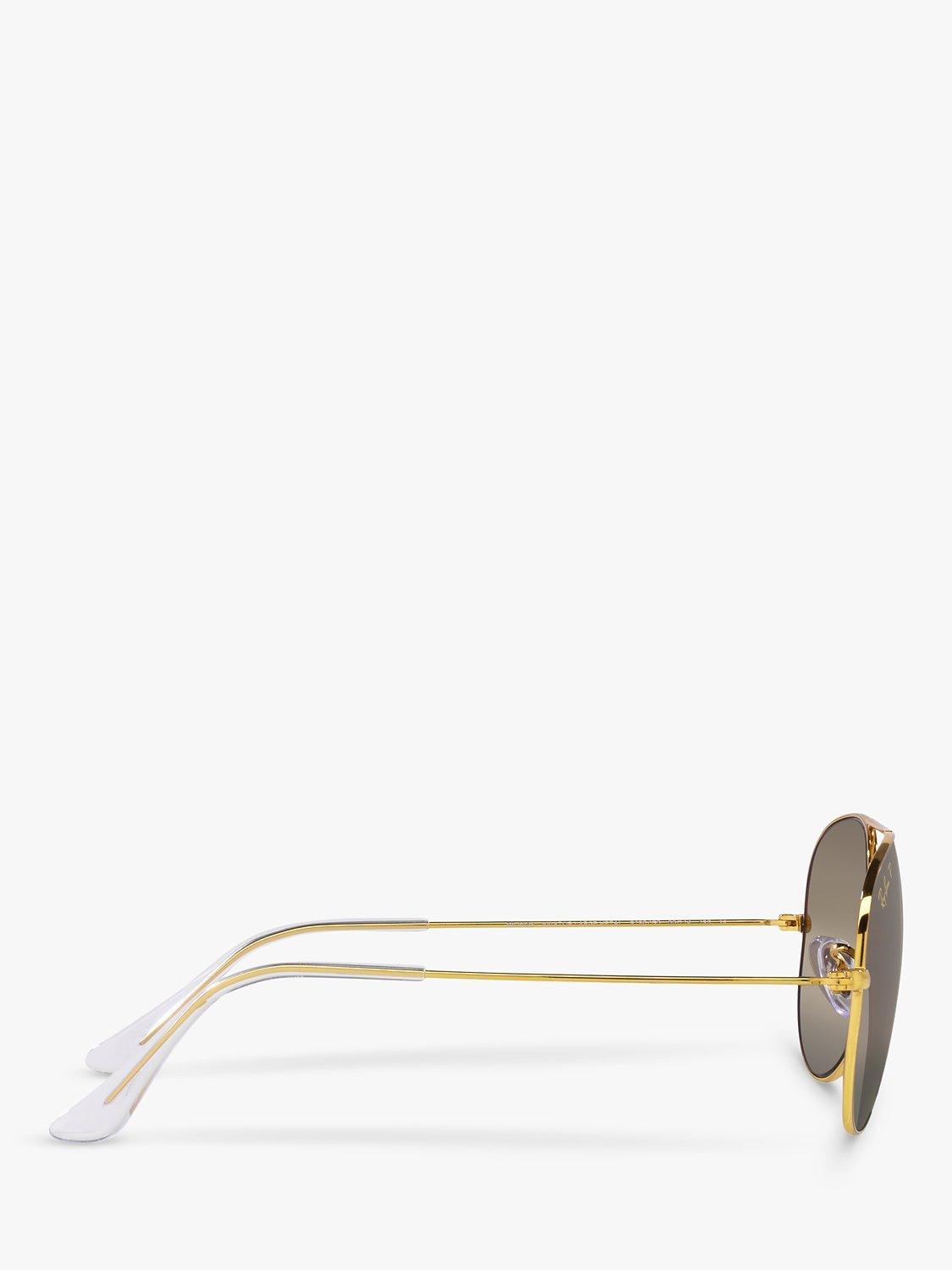 Product image 10 of 11, which shows Ray-Ban RB3025 Unisex Polarised Aviator Sunglasses, Legend Gold/Brown