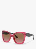 Vogue VO5338S Women's Square Sunglasses, Transparent Cherry/Multi Gradient