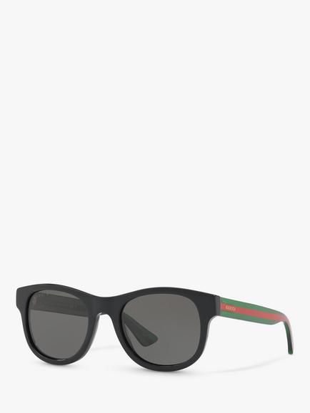 Gucci GG0003SN Men's D-Frame Sunglasses, Black/Green, Black/Green