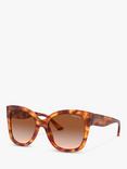 Vogue VO5338S Women's Cat's Eye Sunglasses, Yellow Havana/Brown Gradient
