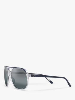 Ray-Ban RB2198 Unisex Polarised Bill Sunglasses, Transparent Blue - view 2, Transparent Blue