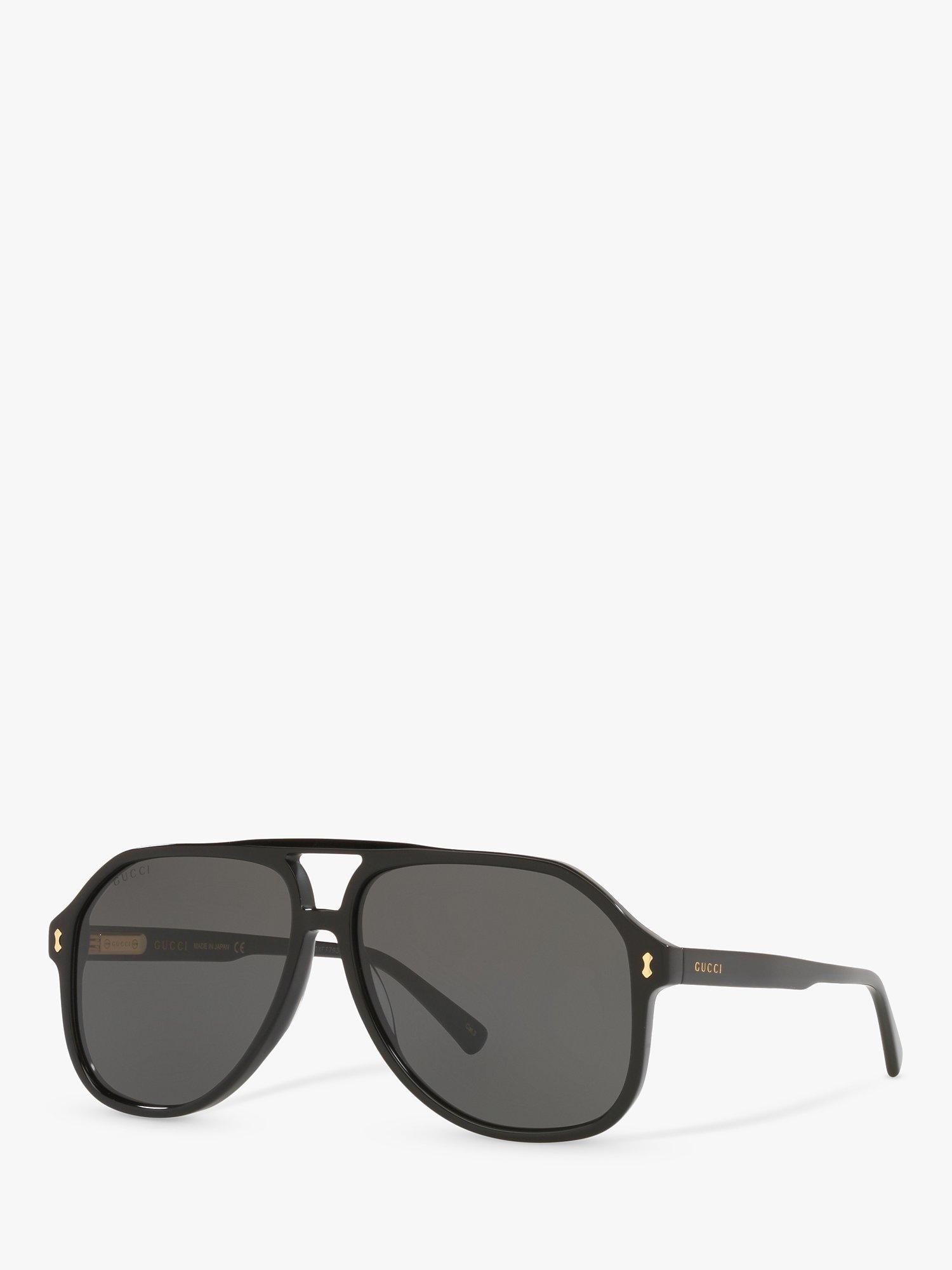 Product image 1 of 11, which shows Gucci GG1042S Men's Aviator Sunglasses, Black/Grey
