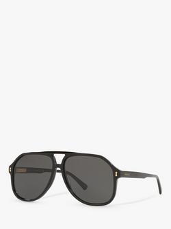 Gucci GG1042S Men's Aviator Sunglasses, Black/Grey, Black/Grey