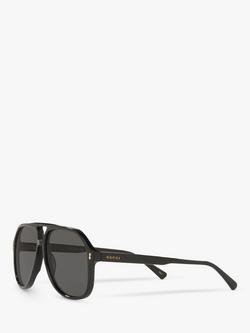 Gucci GG1042S Men's Aviator Sunglasses, Black/Grey - view 2, Black/Grey