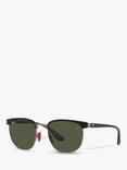 Ray-Ban RB3698 Scuderia Ferrari Unisex Square Sunglasses, Matte Black On Matte Gunmetal/Green