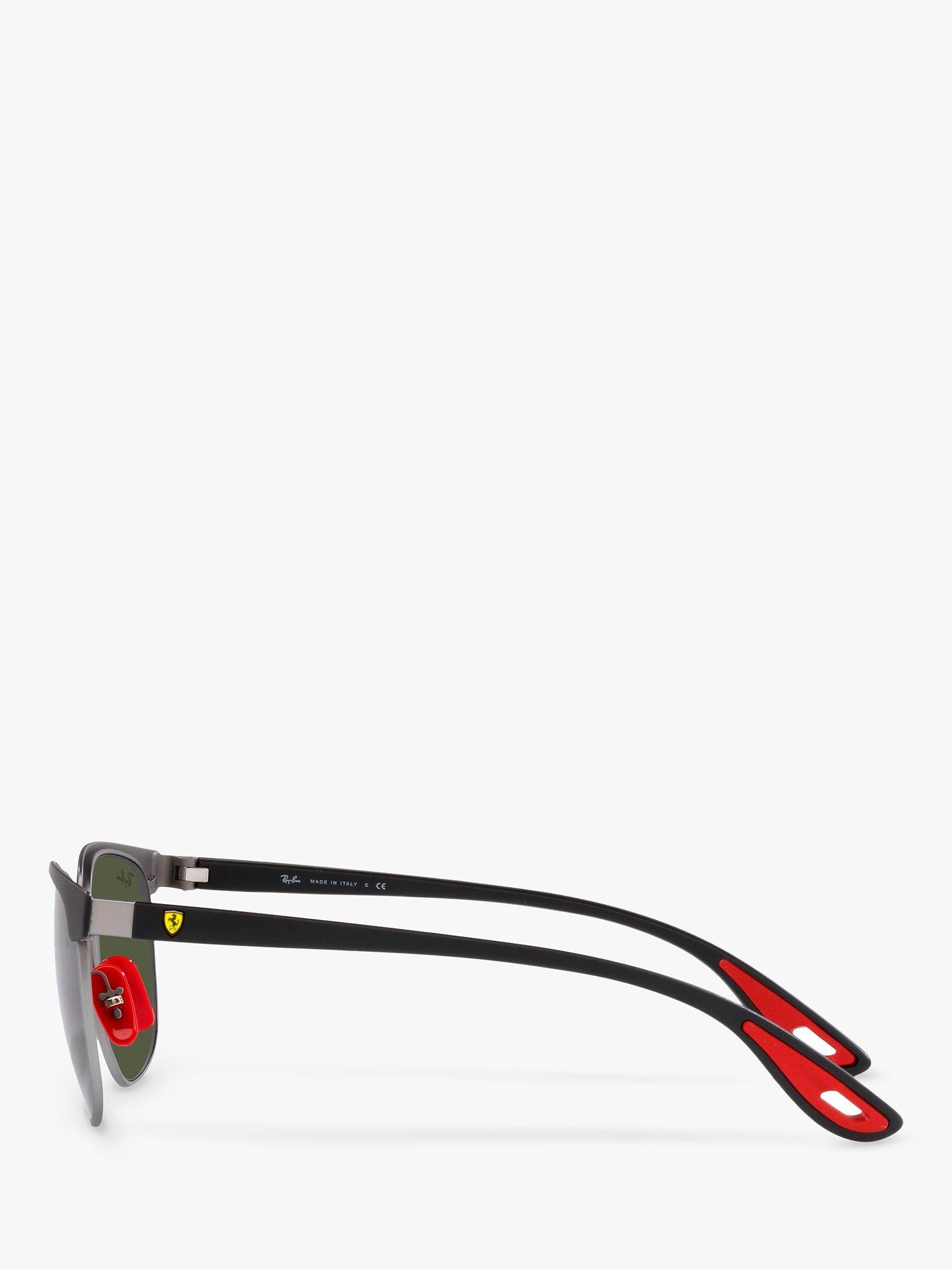 Product image 3 of 4, which shows Ray-Ban RB3698 Scuderia Ferrari Unisex Square Sunglasses, Matte Black On Matte Gunmetal/Green
