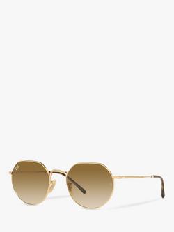 Ray-Ban RB3565 Jack Unisex Metal Hexagonal Sunglasses, Gold/Brown Gradient, Gold/Brown Gradient
