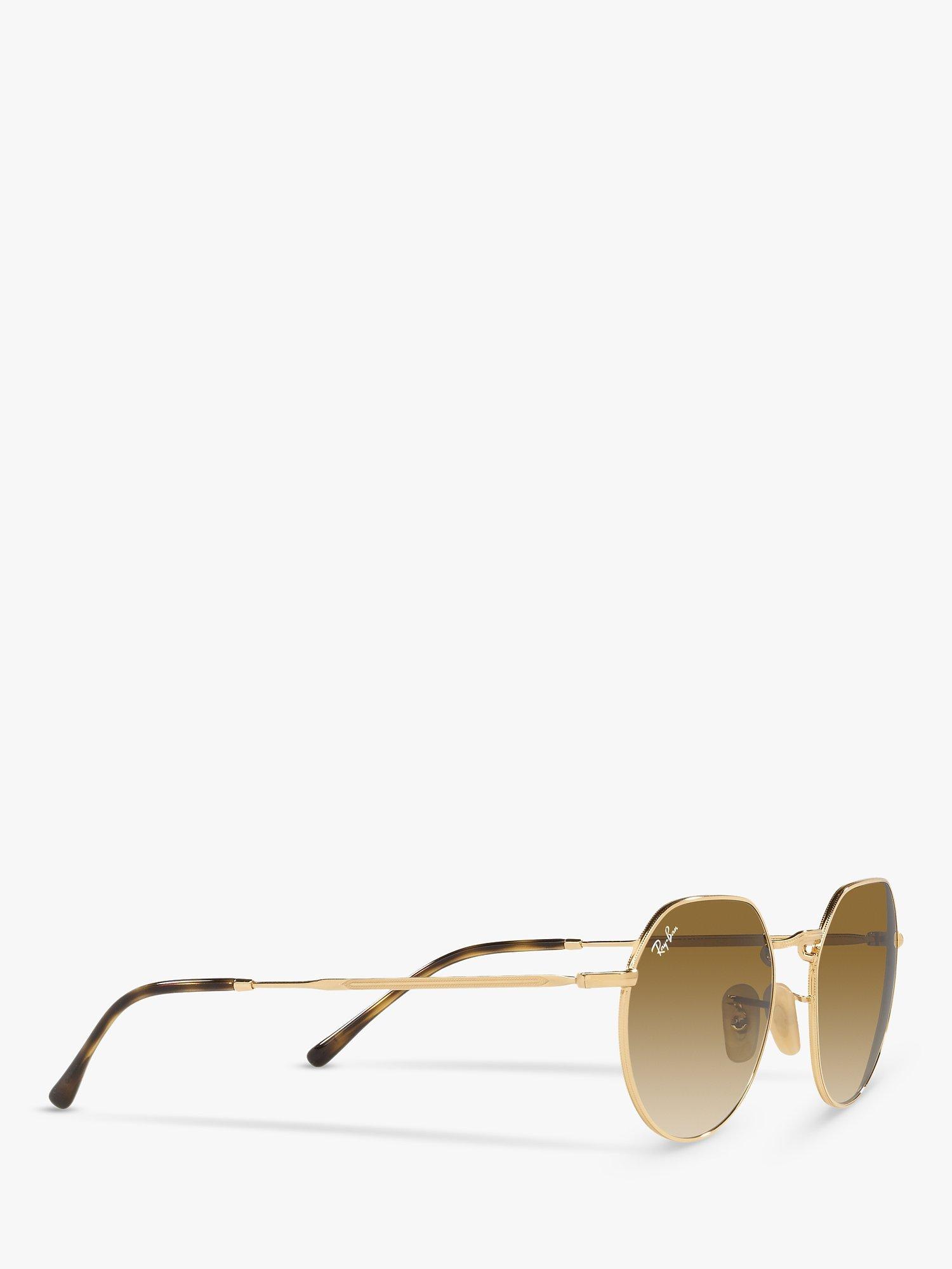 Ray-Ban RB3565 Jack Unisex Metal Hexagonal Sunglasses, Gold/Brown Gradient