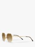 Ray-Ban RB3565 Jack Unisex Metal Hexagonal Sunglasses, Gold/Brown Gradient