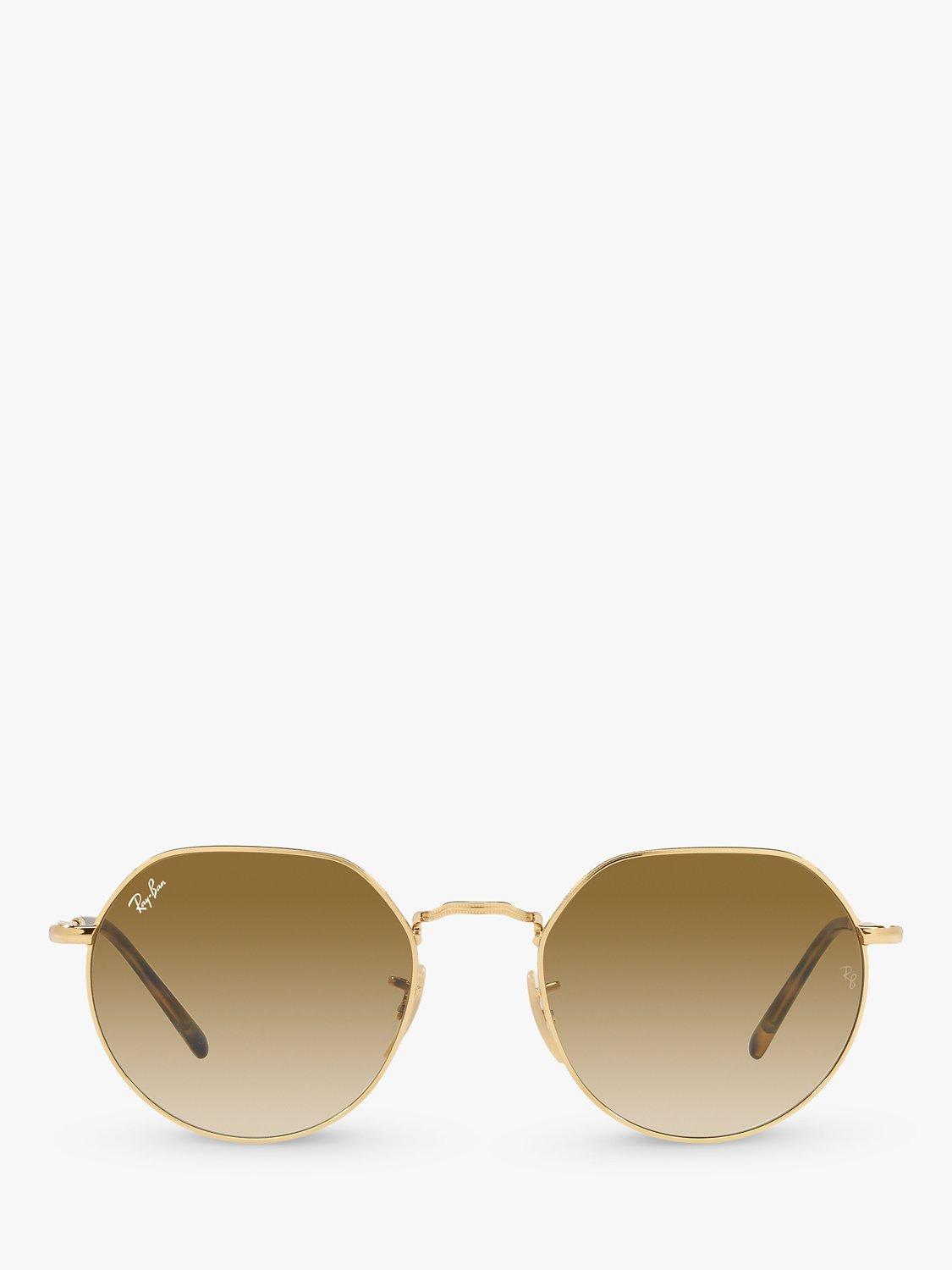 Ray-Ban RB3565 Jack Unisex Metal Hexagonal Sunglasses, Gold/Brown Gradient