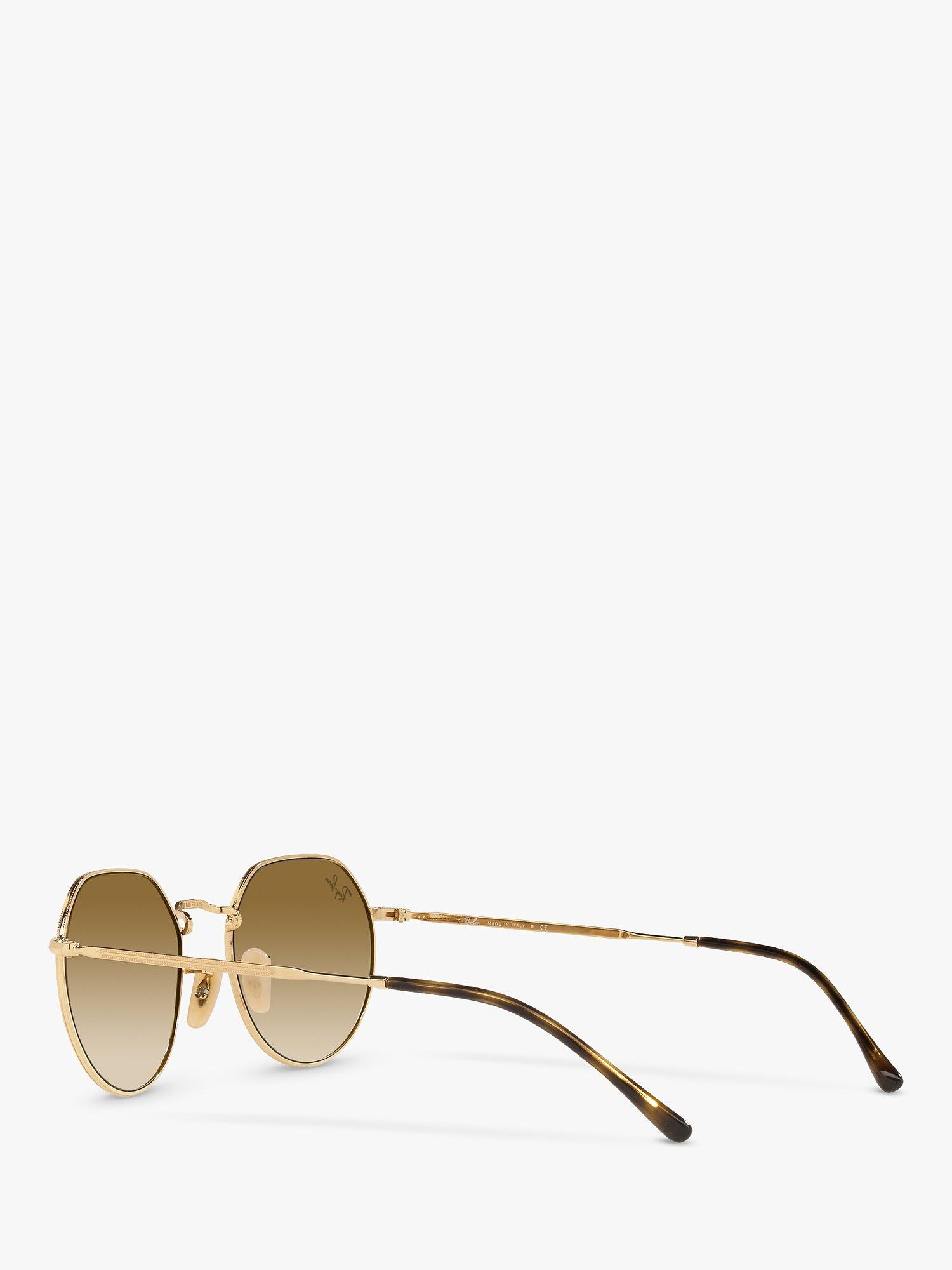 Ray-Ban RB3565 Jack Unisex Metal Hexagonal Sunglasses, Gold/Brown Gradient