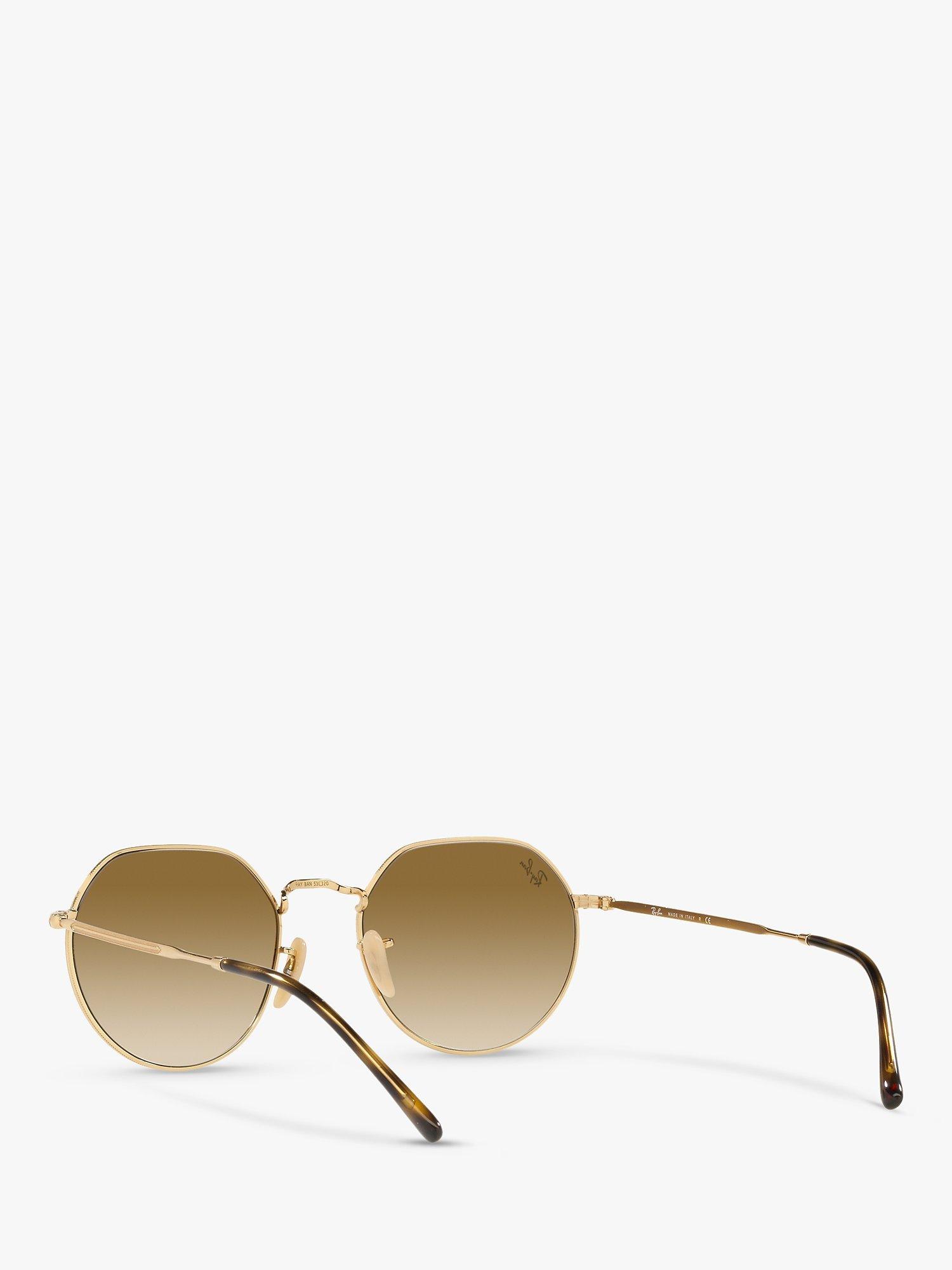 Product image 6 of 11, which shows Ray-Ban RB3565 Jack Unisex Metal Hexagonal Sunglasses, Gold/Brown Gradient