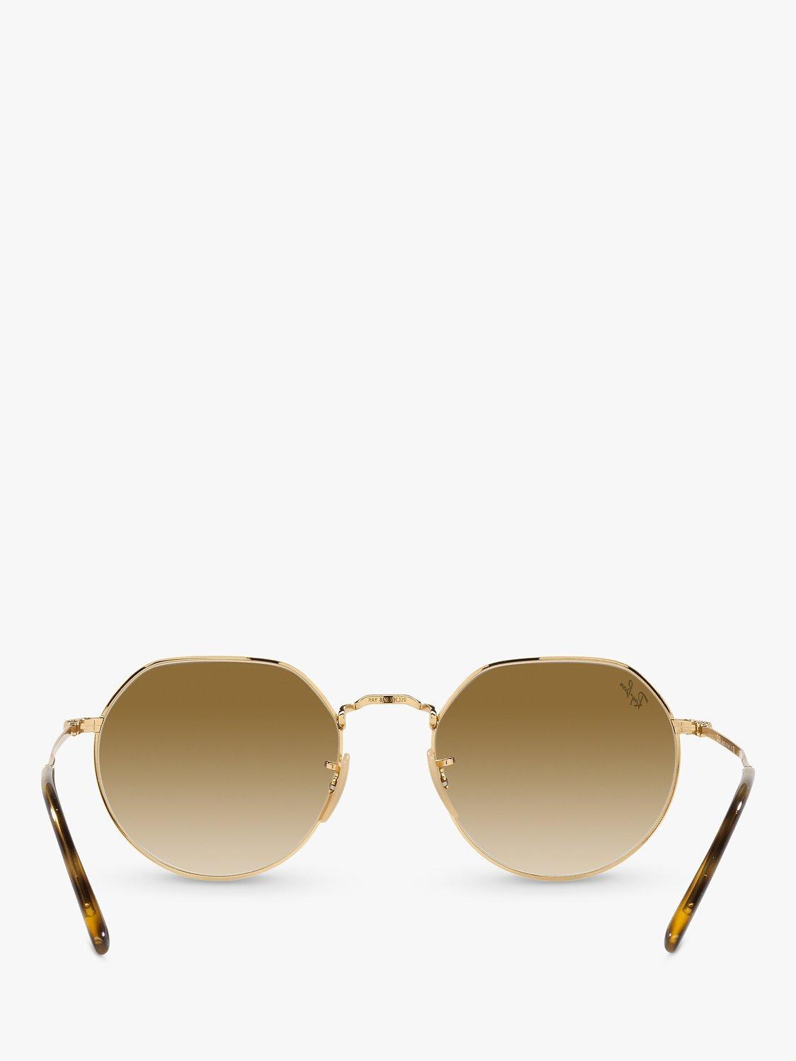 Product image 7 of 11, which shows Ray-Ban RB3565 Jack Unisex Metal Hexagonal Sunglasses, Gold/Brown Gradient