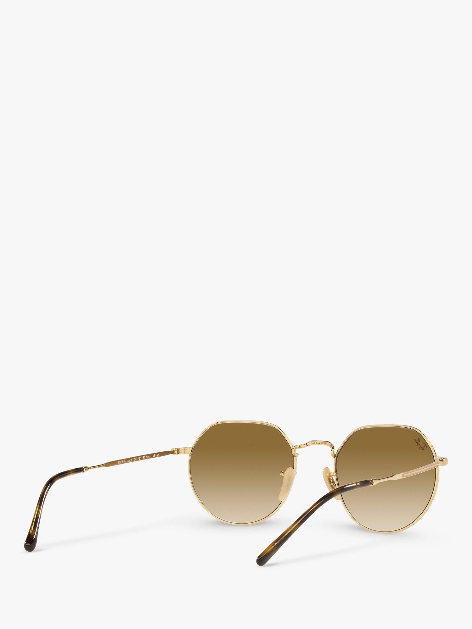 Product image 8 of 11, which shows Ray-Ban RB3565 Jack Unisex Metal Hexagonal Sunglasses, Gold/Brown Gradient