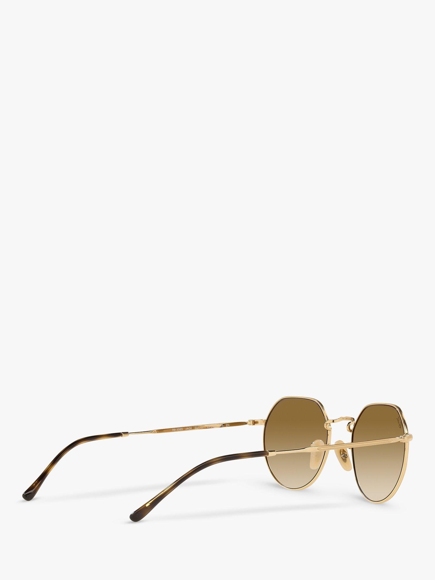 Product image 9 of 11, which shows Ray-Ban RB3565 Jack Unisex Metal Hexagonal Sunglasses, Gold/Brown Gradient