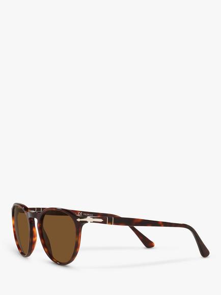 Persol PO3286S Unisex Polarised Oval Sunglasses, Tortoise/Brown - view 2, Tortoise/Brown
