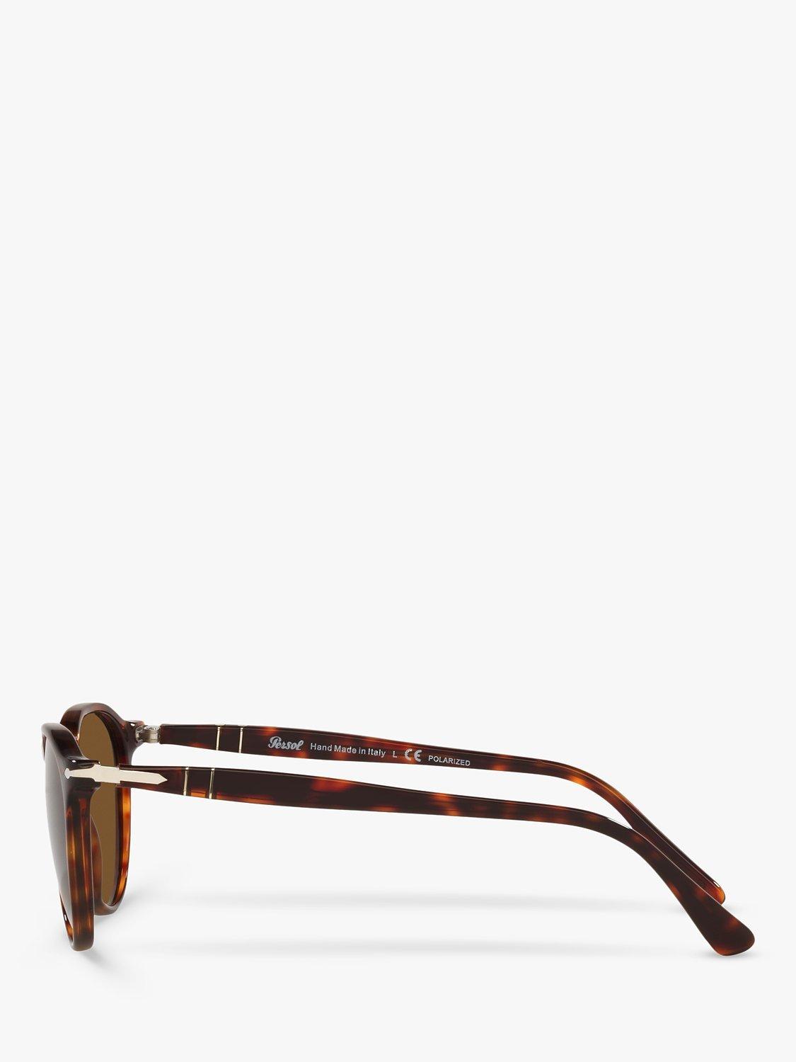 Product image 4 of 11, which shows Persol PO3286S Unisex Polarised Oval Sunglasses, Tortoise/Brown