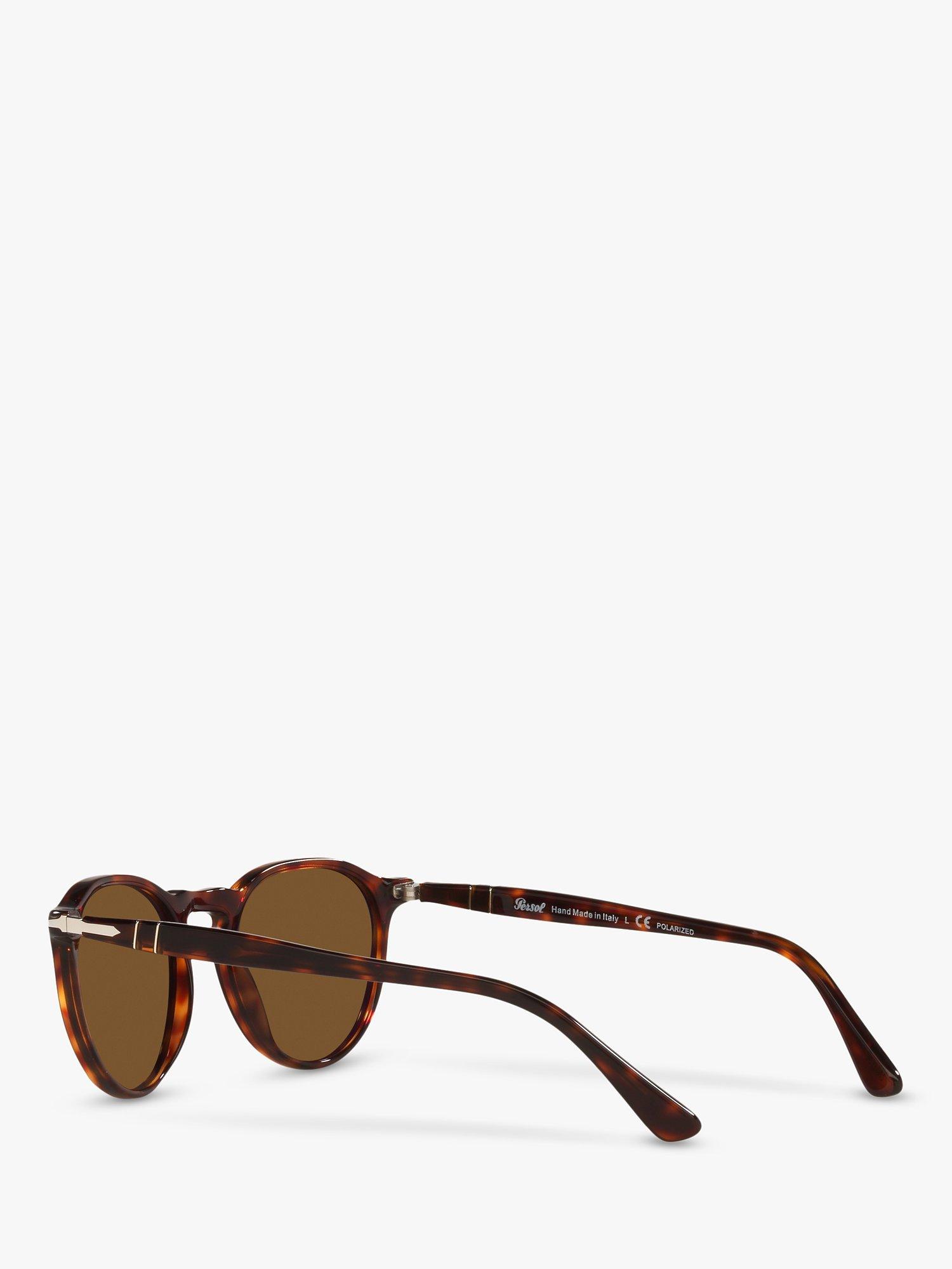 Product image 5 of 11, which shows Persol PO3286S Unisex Polarised Oval Sunglasses, Tortoise/Brown