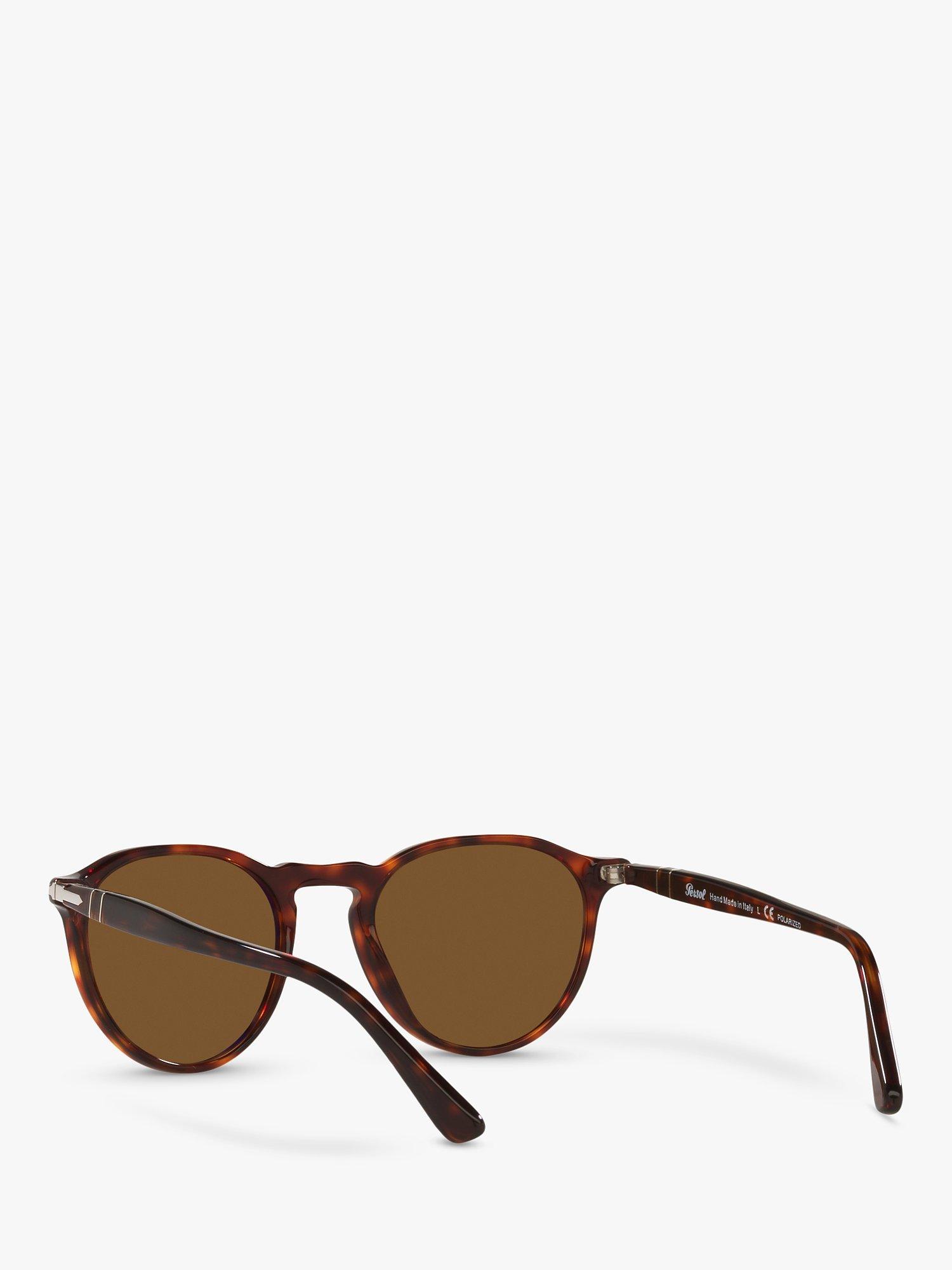 Product image 6 of 11, which shows Persol PO3286S Unisex Polarised Oval Sunglasses, Tortoise/Brown