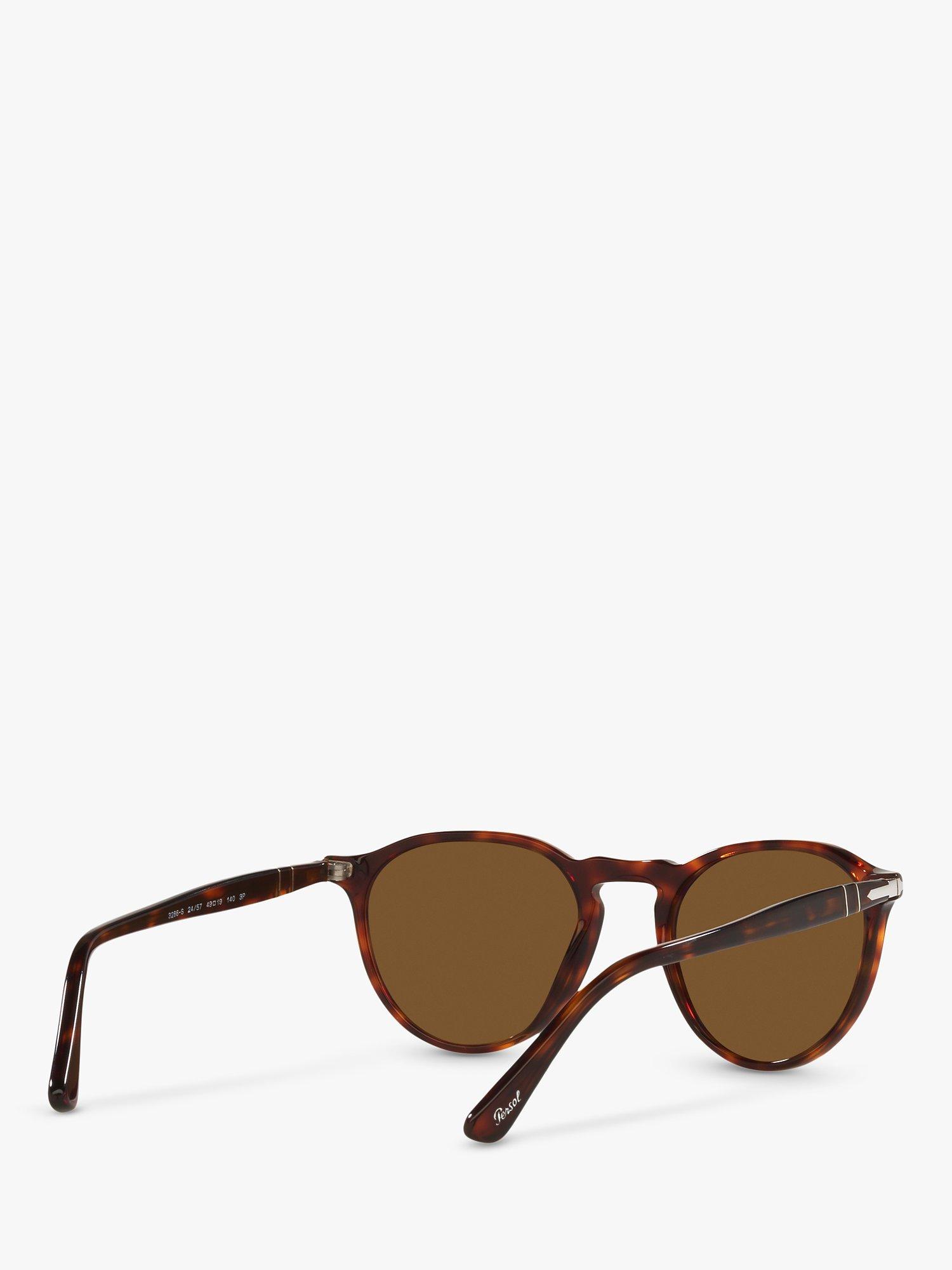 Product image 8 of 11, which shows Persol PO3286S Unisex Polarised Oval Sunglasses, Tortoise/Brown