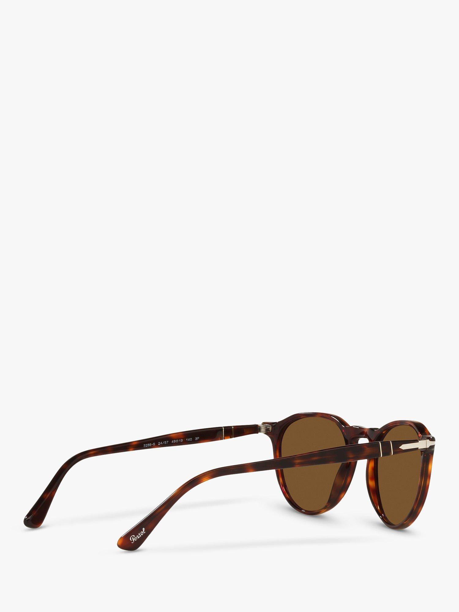 Product image 9 of 11, which shows Persol PO3286S Unisex Polarised Oval Sunglasses, Tortoise/Brown