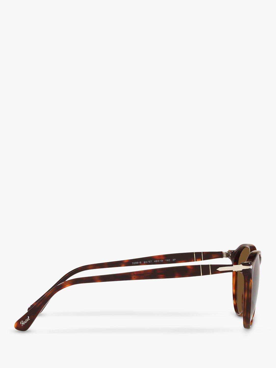 Product image 10 of 11, which shows Persol PO3286S Unisex Polarised Oval Sunglasses, Tortoise/Brown