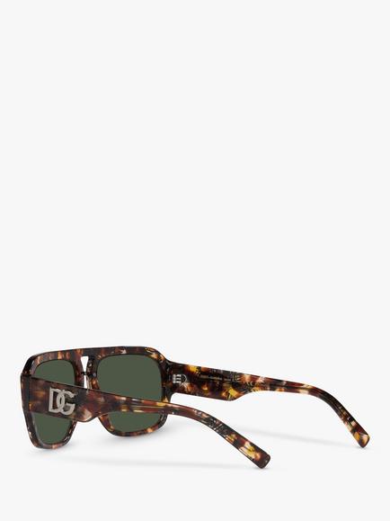 Dolce & Gabbana DG4403 Men's Polarised Aviator Sunglasses, Red Havana/Grey - view 2, Red Havana/Grey