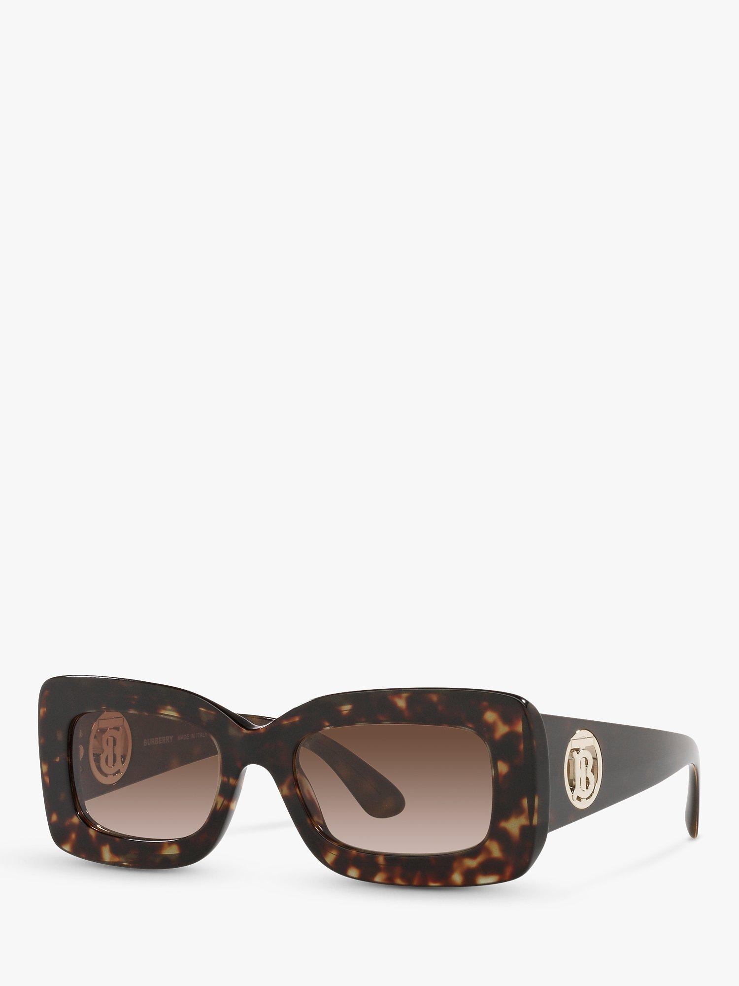 Burberry BE4343 Women's Astrid Chunky Rectangular Sunglasses, Dark Havana/Brown Gradient