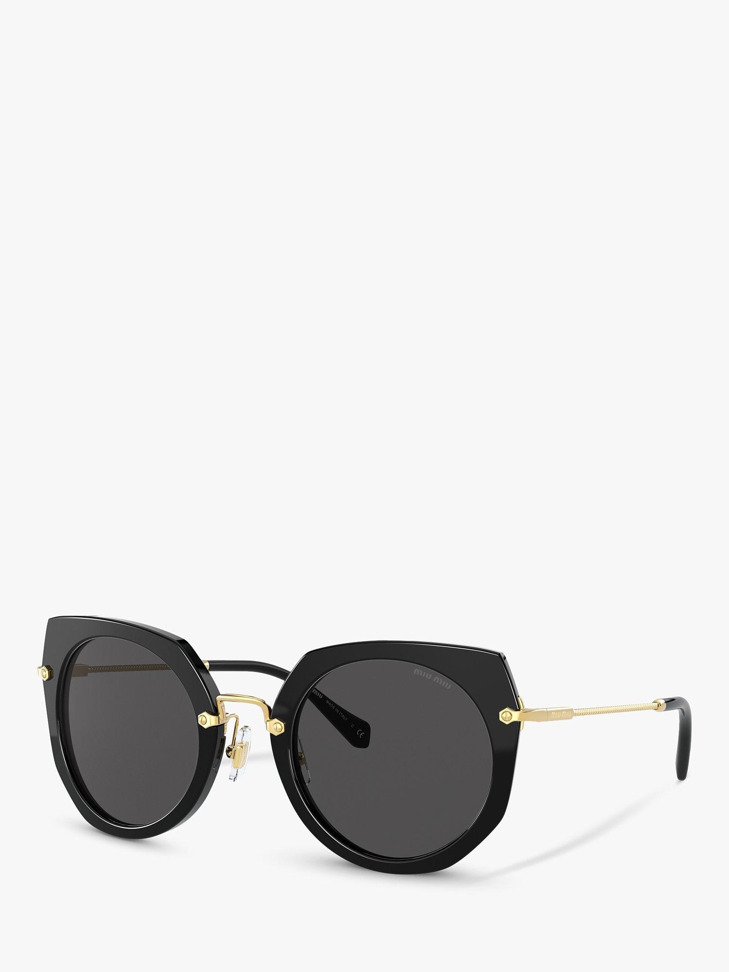 Miu Miu MU 02XS Women's Oval Sunglasses, Black/Grey