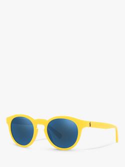 Ralph PH4184 Men's Round Shape Sunglasses, Shiny Yellow/Blue