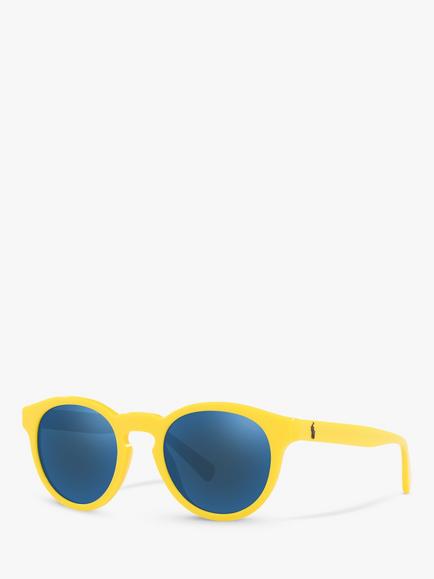 Ralph PH4184 Men's Round Shape Sunglasses, Shiny Yellow/Blue