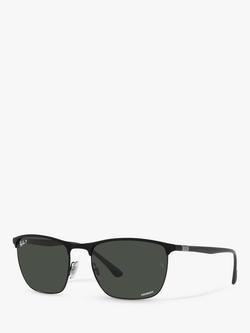 Ray-Ban RB3594 Unisex Polarised Sunglasses, Matte Black On Black, Matte Black On Black