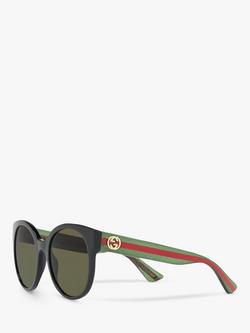 Gucci GG0035SN Women's Round Sunglasses, Black/Green - view 2, Black/Green