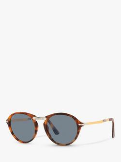 Persol PO3274S Unisex Oval Sunglasses, Havana/Blue, Havana/Blue