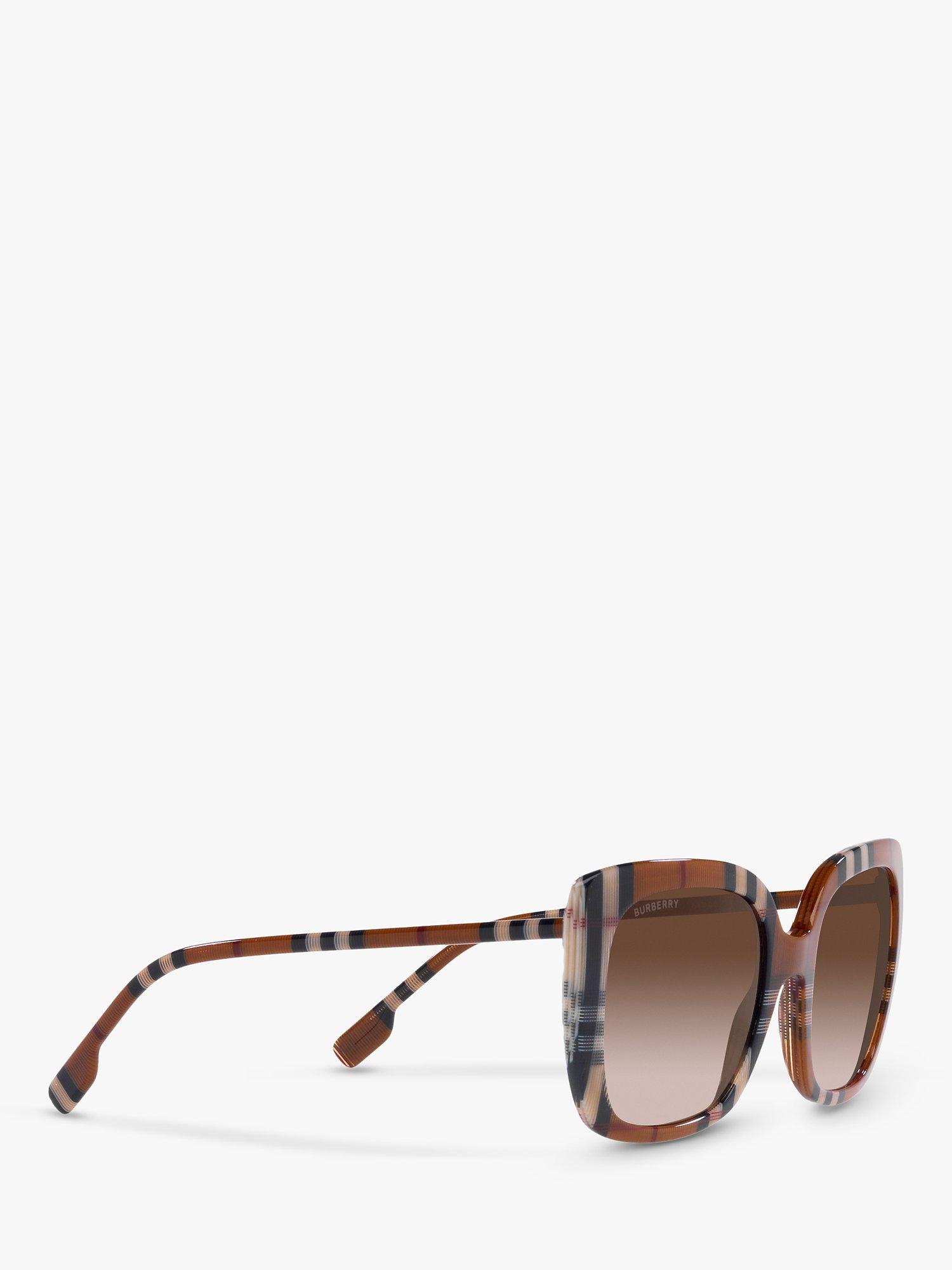 Product image 11 of 11, which shows Burberry BE4323 Women's Caroll Square Sunglasses, Check Brown/Brown Gradient