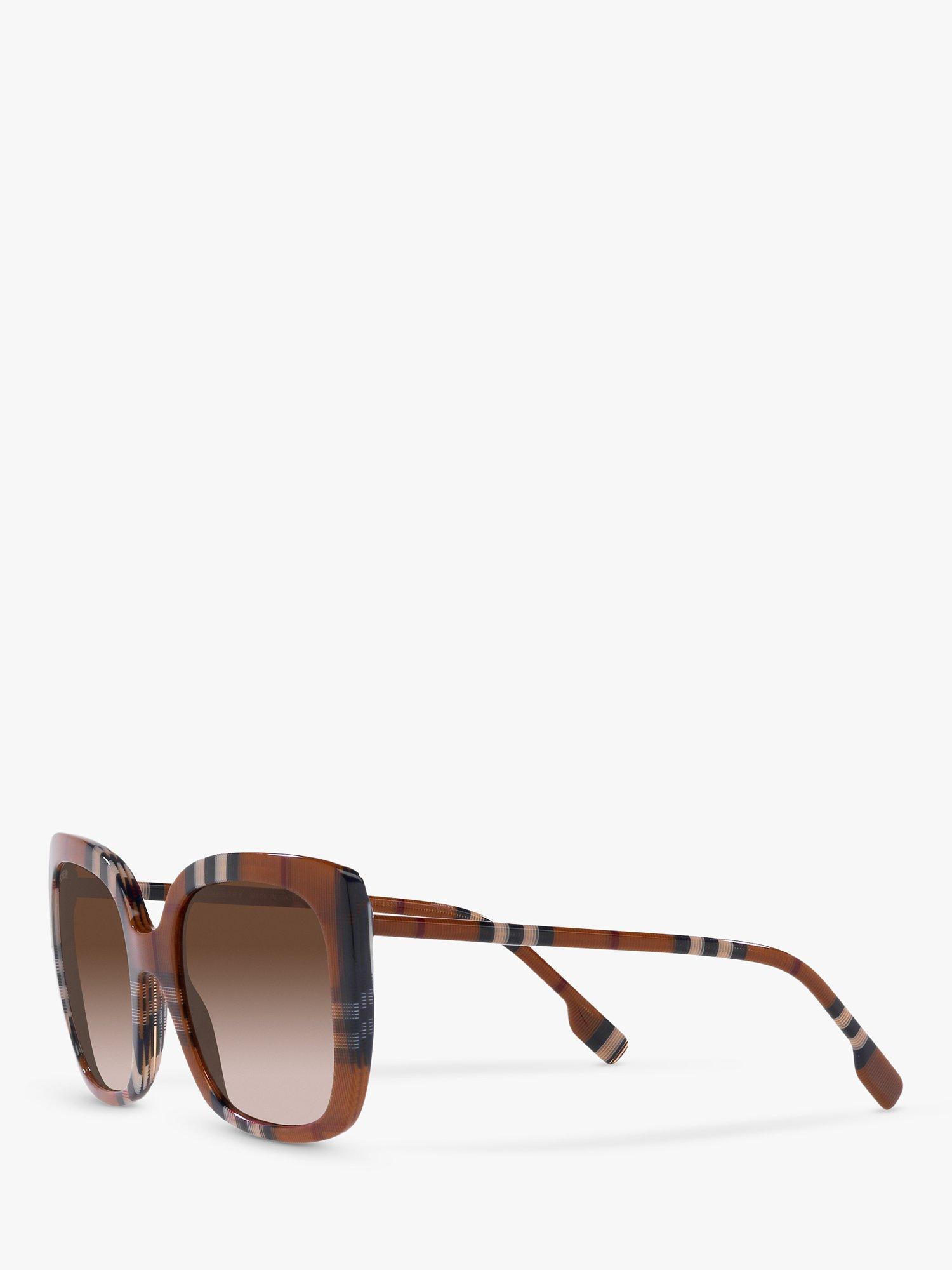 Product image 2 of 11, which shows Burberry BE4323 Women's Caroll Square Sunglasses, Check Brown/Brown Gradient